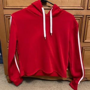 Red cropped hoodie